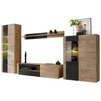 Meublorama Salonset DOUM – Licht eiken en zwart – L320 x H192 x P45 cm