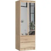 Akord Kledingkast STAR S60 met Spiegel 2 Deuren en 2 Lades / Furniture Factory / Sonoma Eik / 60 x 180 x 51 cm
