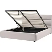 Beliani BONIFACIO - Bed met opbergruimte - Grijs - 160 x 200 cm - Kunstlinnen