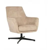 Label51 Toby Fauteuil - Naturel - Velvet - Zwart Metalen Frame - -