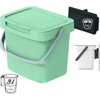 Usorteret GFT aanrecht afvalbak - mintgroen - 3L - afsluitbaar - 19 x 17 x 15 cm - klepje/hengsel - afval scheiden