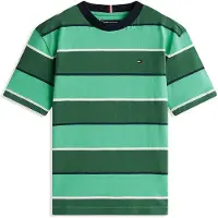 Tommy Hilfiger gestreepte T-shirt groen Jongens Katoen Ronde hals Streep - maat 128