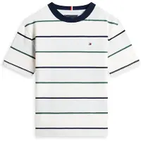 Tommy Hilfiger gestreepte T-shirt grijs melange Jongens Katoen Ronde hals - maat 140