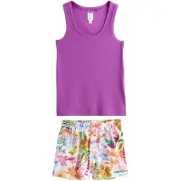 Next Korte pyjama lila / oranje / pink / wit