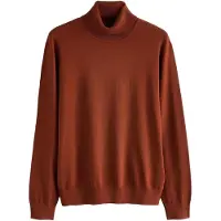 Next - Heren - EDIT Gebreid poloshirt met lange mouwen en rolkraag - Rood