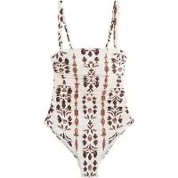 Next - Dames - Gerimpeld buikcorrigerend bandeau Zwempak - Crème