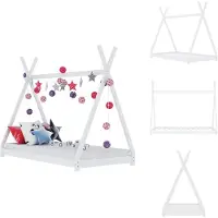 vidaXL Kinderbedframe, wit, massief grenenhout, 90 x 200 cm - Baby- en peuterb edden