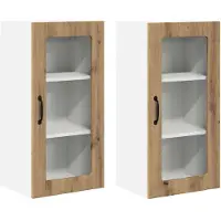 vidaXL Wandglas Kasten PORTO 2 st Artisan Eiken Bewerkt hout