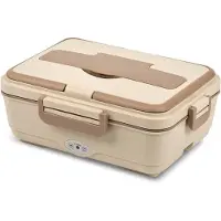 Ren Elektrische Lunchbox - Lunchbox Elektrisch - Broodtrommel Elektrisch - 1L - Beige/Bruin - 26cm x 19cm x 10cm