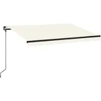 The Living Store Buitendouche - Zonneluifel - Luifel handmatig uittrekbaar met LED 350x250 cm crèmekleurig - Veranda - Patio - Terrasdecoratie