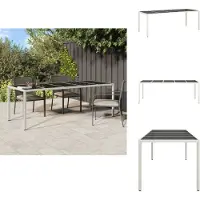 vidaXL Tuintafel Wit 250x100x75 cm, kunststof riet en gehard glas - Tuintafels