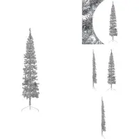 vidaXL Kunstkerstboom standaard, slank, zilverkleurig, 240 cm - Kerstbomen