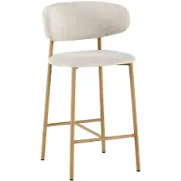 Huisenthuis.nl Barkruk set van 2 beige eiken – 65 cm zithoogte – Met rugleuning – Stof – Voor kookeiland