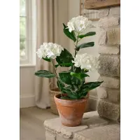 Mondex Kunstplant hortensia wit in pot 1,5x8,5x51cm