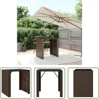 The Living Store De Living Store bartafel met glazen blad, bruin, 105x80x110 cm, gemaakt van polyrotan