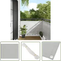 The Living Store - Balkonscherm - 90x600 - cm - 100% - oxford - polyester - lichtgrijs