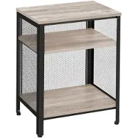 Hoppa! | Bijzettafel | Greige & Zwart | Mesh & Staal | 49 x 35 x 63 cm (B x D x H)
