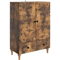 vidaXL Dressoir met lade Gerookt eiken 66 x 34,5 x 95 cm Bewerkt hout