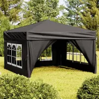 The Living Store De Living Store partytent, inklapbaar met zijwanden, zwart, 3x3 meter