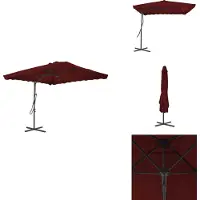 vidaXL Parasol - Parasols - Tuin Parasol - Tuinparasol - Parasol met stalen paal 250x250x230 cm bordeauxrood