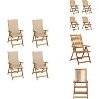 vidaXL Tuinstoel - Tuinstoelen - Tuin Stoel - Tuin Stoelen - Tuinstoelen 4 st verstelbaar met kussens massief acaciahout
