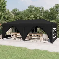 The Living Store De Living Store partytent, inklapbaar met zijwanden, zwart, 3x6 meter