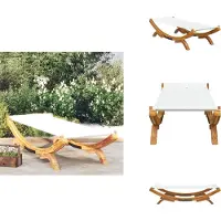 vidaXL Loungebed - Loungebedden - Tuinbed - Zonnebed - Loungebed 100x188,5x44 cm massief gebogen hout crèmekleurig