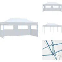 vidaXL Opklapbare partytent met zijwanden, inklapbaar, 3 x 6 meter, staal, wit - Partytenten en paviljoens