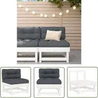 The Living Store Middenbank - Tuinbank - Middenbank met kussens massief grenenhout wit - Grenenhout - Hout - Tuinset