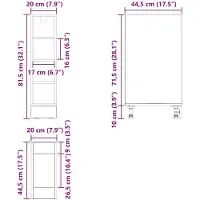 vidaXL Keuken Onderkast Zwart eiken 20 x 44,5 x 81,5 cm Bewerkt hout