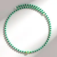 Cavill - Stalen Halsketting met 1 813 ct Braziliaanse Smaragd en 12 637 ct Regenboog Maansteen - Elegant Groen Edelstenen Sieraad - 31 42 cm