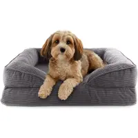 DS Produkte orthopedisch hondenbed van corduroy | ergonomische hondensofa 70x60 cm – voor kleine honden | antislipbodem | vulling en hoes wasbaar | hondenmand met traagschuim