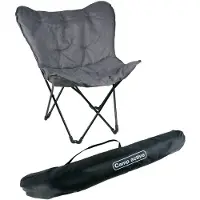Camp Active Vlinderstoel Opvouwbaar - Butterfly Chair Inclusief Draagtas - Campingstoel met Comfortabele Zitting - Lichtgewicht Klapstoel - 70 x 60 x 90 cm - Grijs