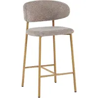 Huisenthuis.nl Barkruk set van 2 zand eiken – 65 cm zithoogte – Met rugleuning – Stof – Voor kookeiland