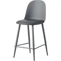 Huisenthuis.nl Barkruk Xyron Grijs - Kunstleer - Set van 2 - Geschikt voor kookeiland - Met rugleuning - Zithoogte 66 cm - Zitdiepte 45 cm