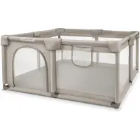 Kidwell -FANKO-babybox-grondbox-kinderbox–130x130cm–voor binnen en buiten-beige-ademend gaas-EN71-gecertificeerd-6 tot 36 maanden