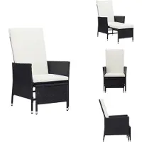 vidaXL Zitstoel - Zitstoelen - Stoel - Stoelen - Tuinstoel verstelbaar met kussens poly rattan zwart