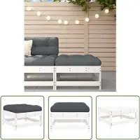 The Living Store Lounge Bank - Tuinstoel - Tuinvoetenbank met kussen massief grenenhout wit - Outdoor Furniture - Teak Tafel - Balkon Set