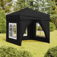 The Living Store De Living Store partytent, inklapbaar met zijwanden, zwart, 2x2 meter