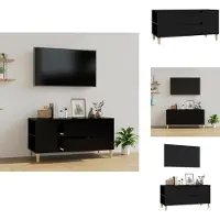 vidaXL Tv-meubel - 102x44,5x50 cm - Bewerkt hout - Zwart TV Meubel - Scandinavisch Design - Zwarte TV Kast - Houten TV Stand - Tv Tafel