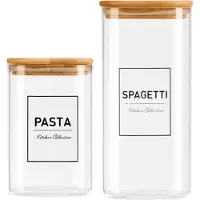Vivalto Voorraadpot Essentials - keuken - pasta / spaghetti - glas - luchtdichte deksel