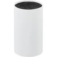 Relaxdays messenblok, onbewerkte borstels, zonder messen, geschikt voor 8 messen van elk type, messenhouder HD 18x11cm, wit-zwart