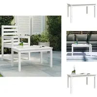 vidaXL Tuintafel Wit 82,5x50,5x45 cm Massief hout, grenen - Tuintafels