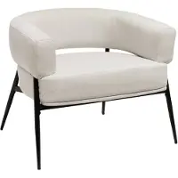 Sweeek Fauteuil stof gebogen rugleuning metalen frame Wit