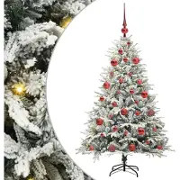 vidaXL Kunstmatige Voorverlichte Kerstboom met Ballenset Groen 150 cm