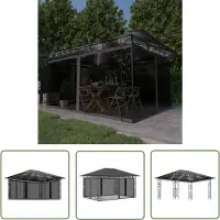 The Living Store De Living Store paviljoen met muggengaas en LED-lichtketting, afmetingen 4x3x2,73 meter, antracietkleurig