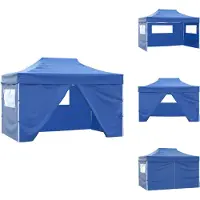 vidaXL Opklapbare partytent Faltzelt met 4 zijwanden, 3x4,5 meter, blauw - Partytenten & evenementententen