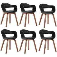 vidaXL Eetkamerstoelen 6 st gebogen hout en kunstleer zwart