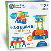 Learning Resources Leermiddelen 1-2-3 Bouw het! Robot Factory Fijne motorische speelgoedrobotbouwset voor unisex kinderen vanaf 2 jaar