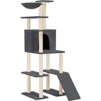 Syfax Kattenmeubel met sisal krabpalen 166 cm donkergrijs